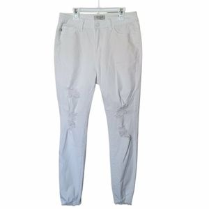 Judy Blue Jeans Womens 9/29 White Skinny Distressed Destroyed Stretch Denim Pant